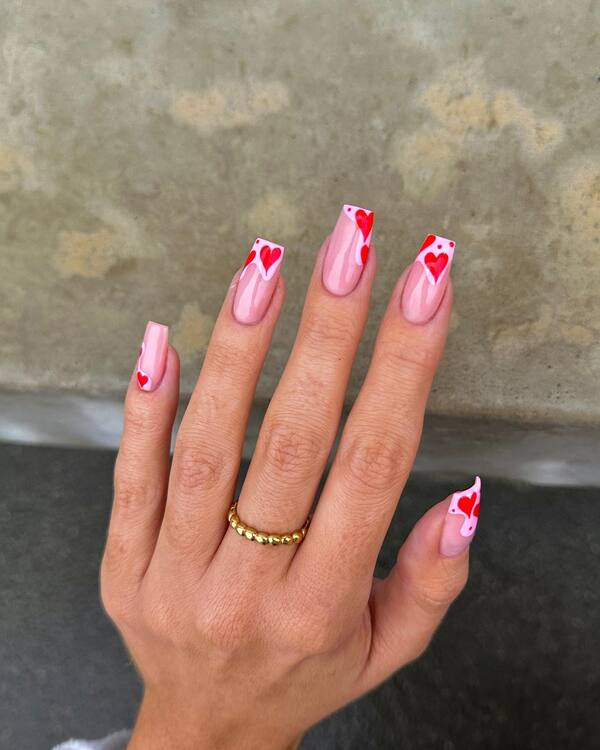 Pink Grace with Hearts nails